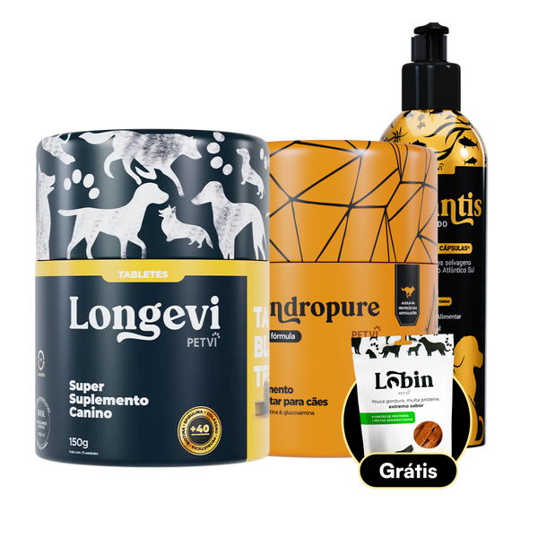 Combo Petvi — Condropure + Longevi + Atlantis + Lobin